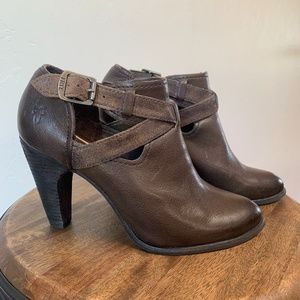 FRYE Criss-Cross Leather Booties
